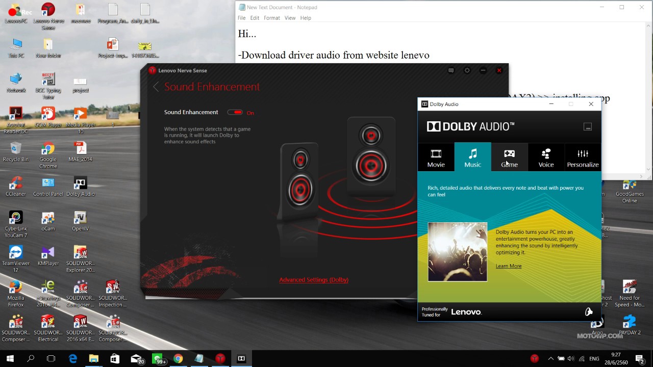 dolby advanced audio v2 lenovo windows 10